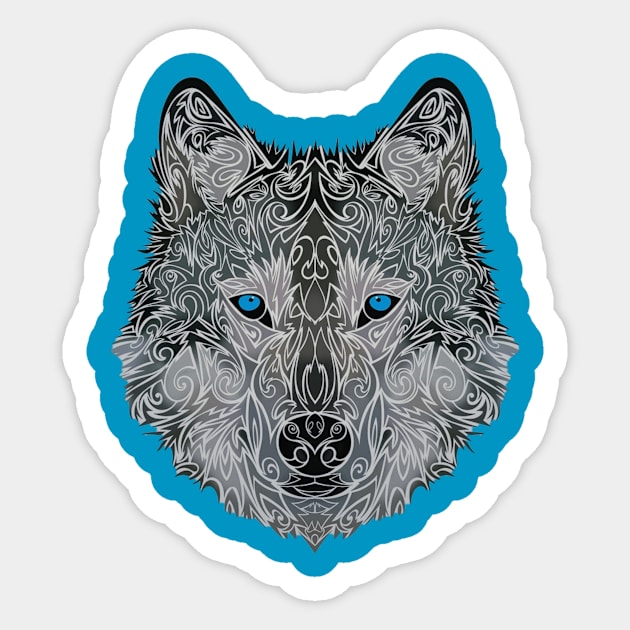 Blue Eyed Wolf Sticker by Divan